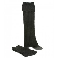 Socks/ Leg Warmers - 12 Pairs Knitted Leg Warmers - Black  - SK-F1007BK